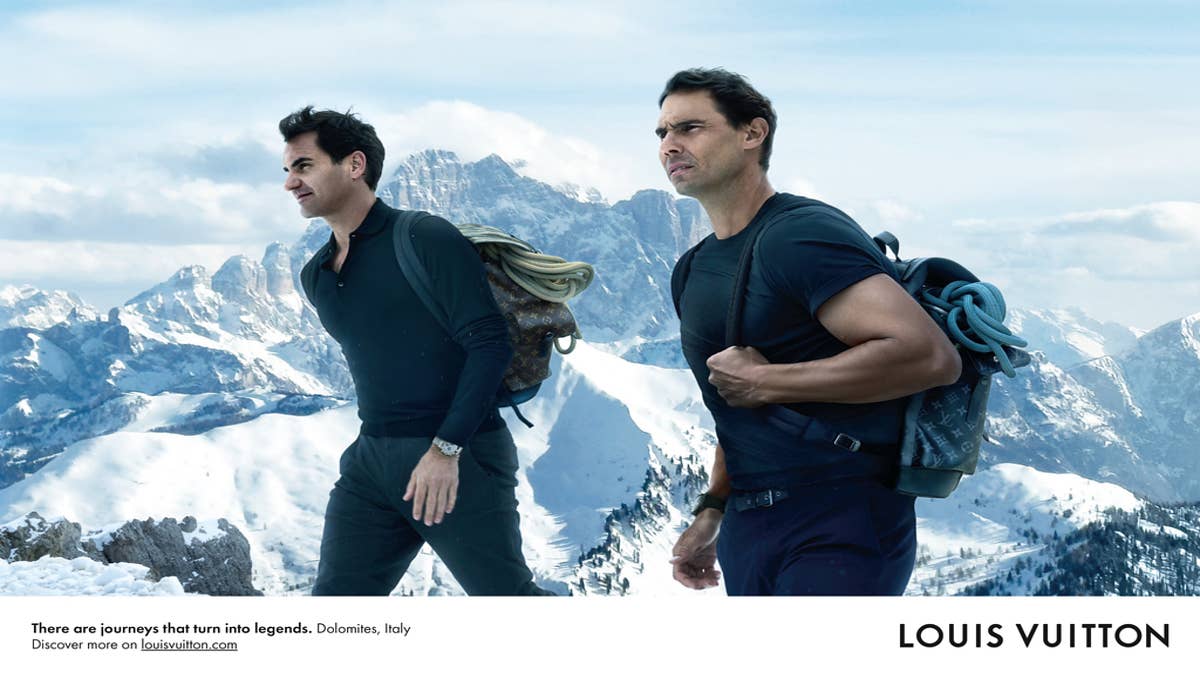 The tennis champions were photographed summiting a peak in Italy's Dolomites for the campaign.