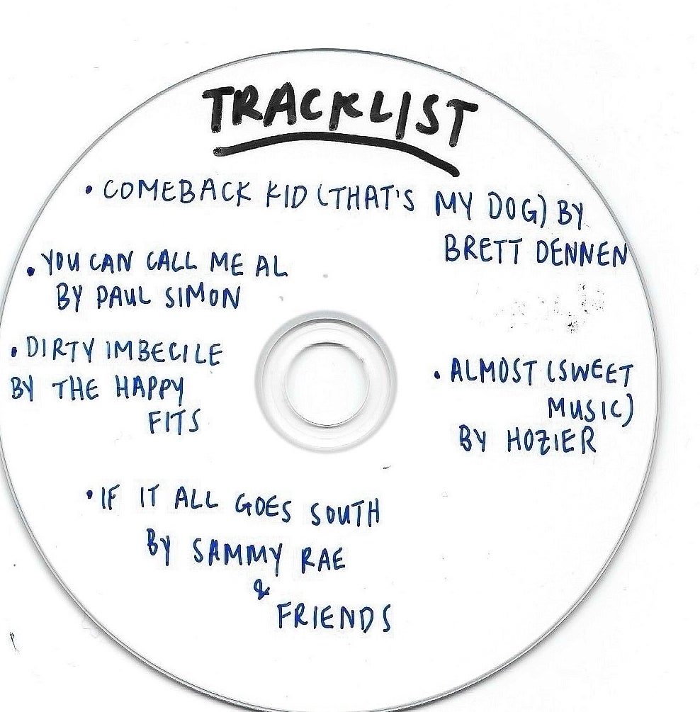 CD with handwritten tracklist