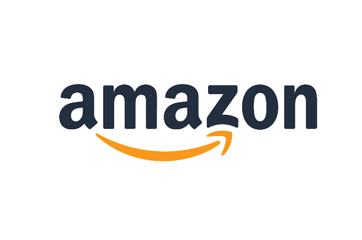 Amazonのロゴ。ロゴには「amazon」という文字と、文字の下に矢印があります。