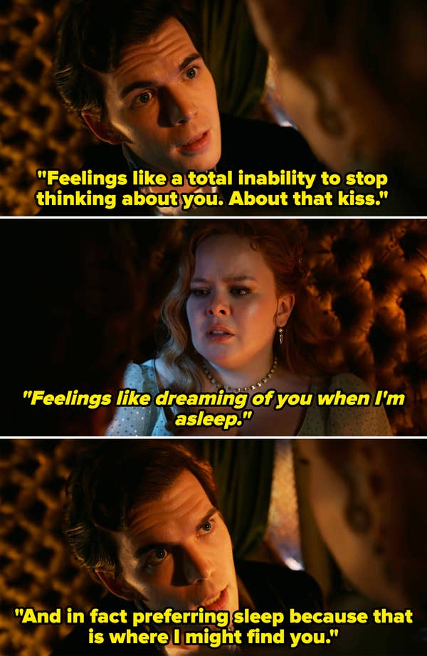 Colin telling Penelope he can&#x27;t stop thinking of her after her kiss, and he even dreams of her