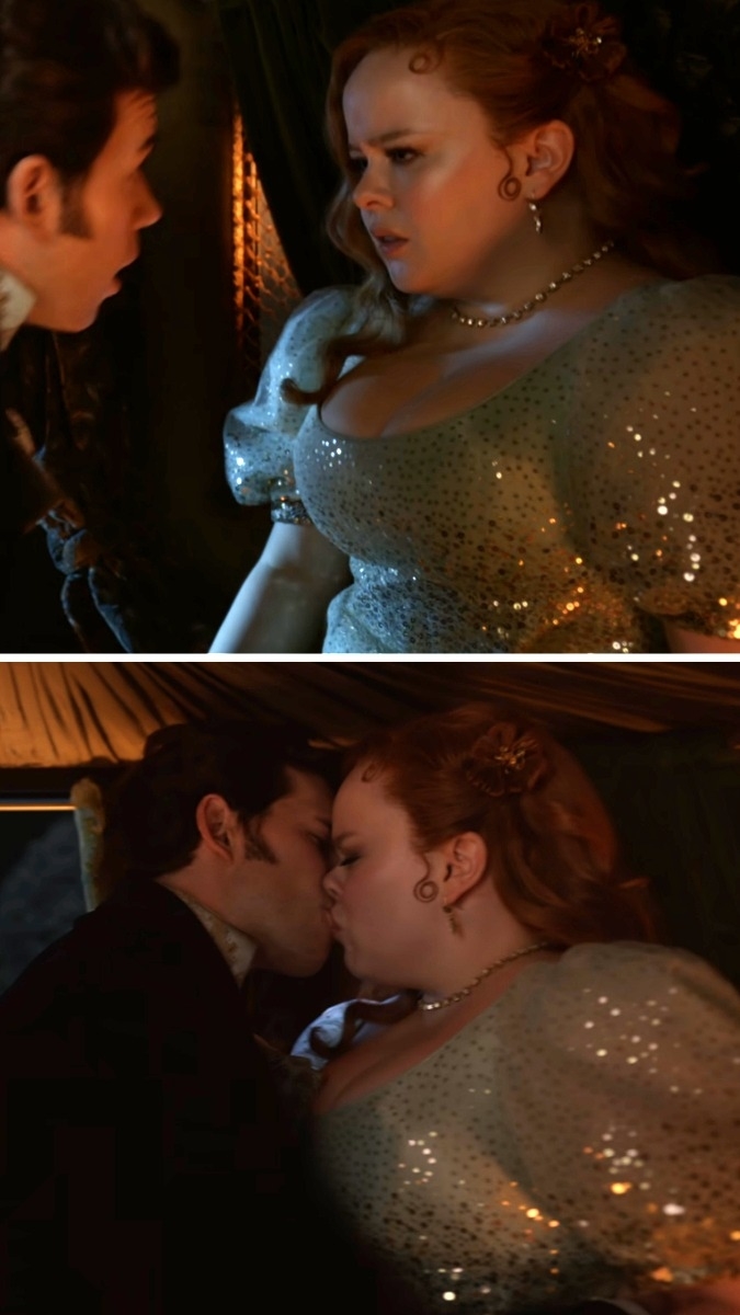 Colin and Penelope exchange an intense look then kiss