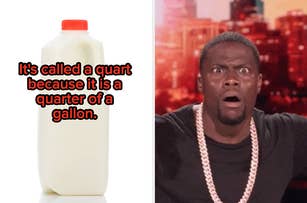 A milk quart and Kevin Hart looking stunned