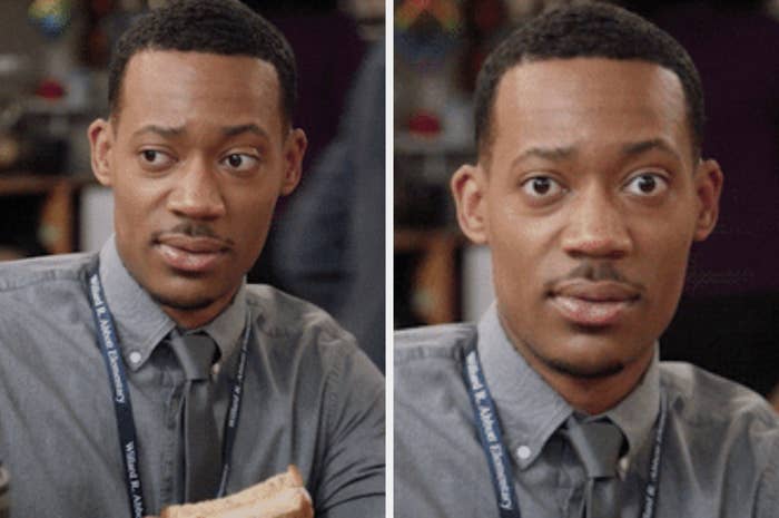 Gregory from Abbott Elementary looking shocked