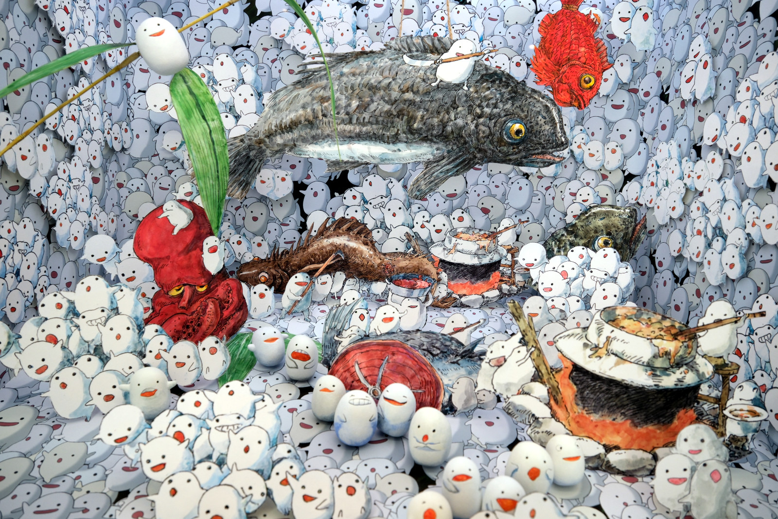 宮﨑駿監督が作った「ワラワラ」のパノラマボックス。『君たちはどう生きるか』の企画展「第二部 レイアウト編」で展示される(撮影:BuzzFeed Japan 安藤健二)