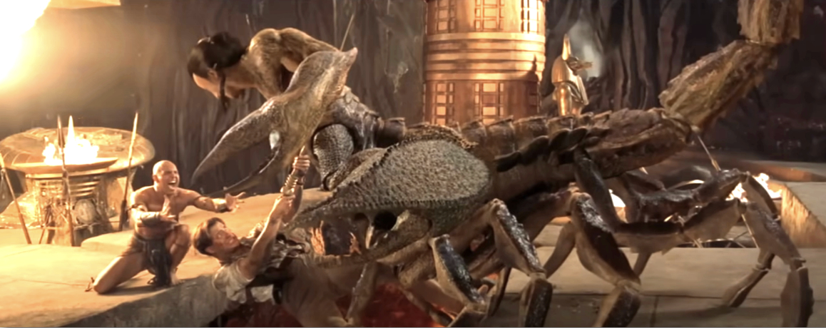 Dwayne Johnson as the Scorpion King battles Brendan Fraser&#x27;s Rick O&#x27;Connell in an action scene from &quot;The Mummy Returns.&quot;