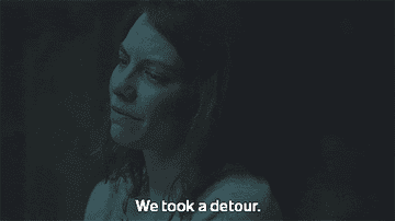 Woman sadly looking to the side with the caption &quot;We took a detour.&quot;