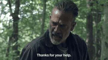 Jeffrey Dean Morgan in a forest scene saying, &quot;Thanks for your help.&quot;