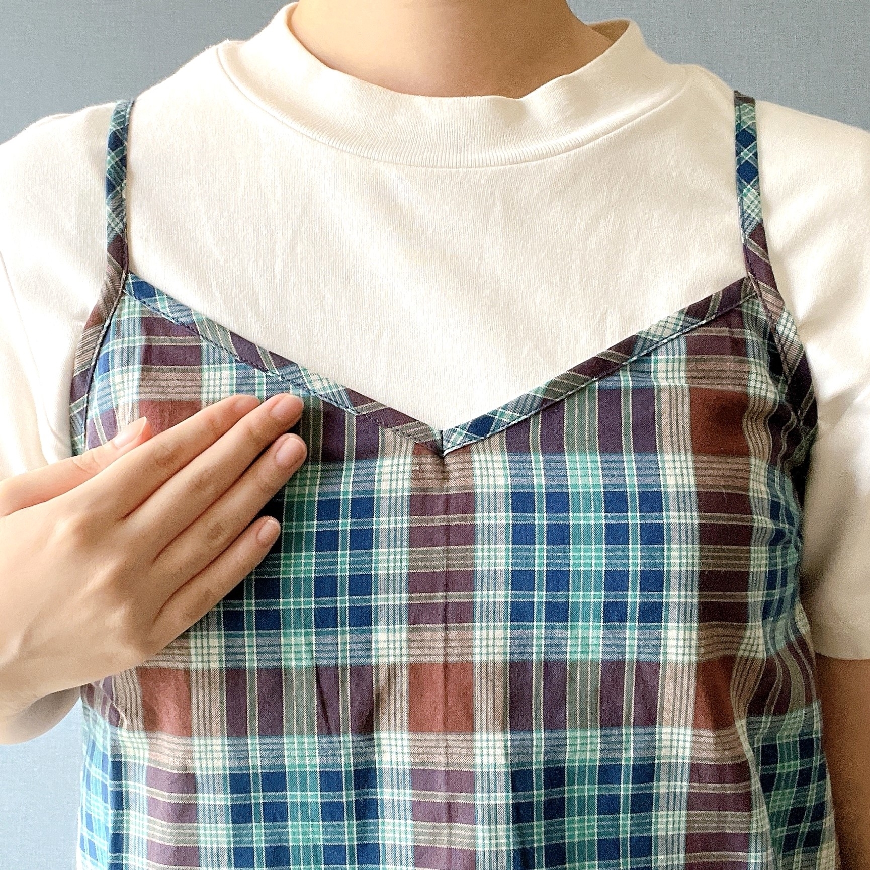 無印良品のオススメのトップス「婦人 マドラスチェックキャミソール」