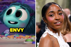 Envy from Inside Out 2 vs Ayo Edebiri who voices them