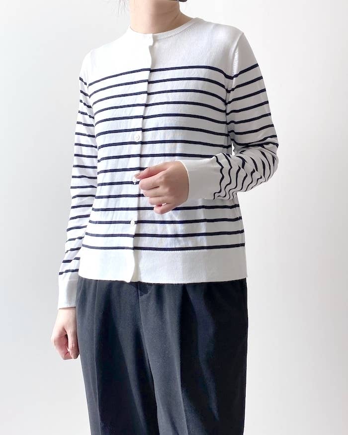 UNIQLO（ユニクロ）のおすすめファッションアイテム「UVカットボーダークルーネックカーディガン（長袖）」