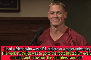 "I had a friend who was a D1 athlete at a major university I also attended, His 'work-study' job was to go to the football stadium every morning and make sure the sprinklers came on"