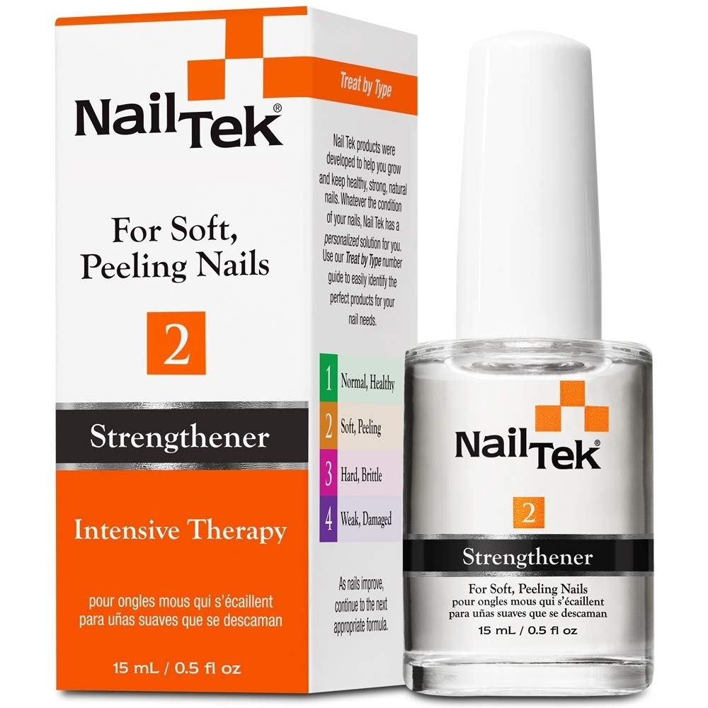 NailTek product for treating soft, peeling nails. Bottle and box stating 