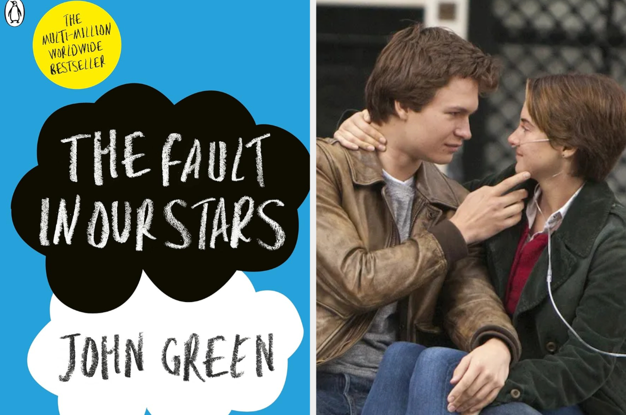 Cover of &#x27;The Fault in Our Stars&#x27; by John Green, featuring Hazel and Gus from the film adaptation