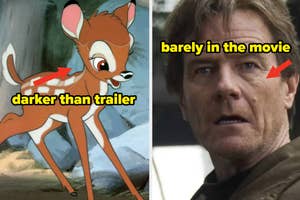 Image of animated character Bambi on the left and actor character Han Solo on the right, each with descriptive captions
