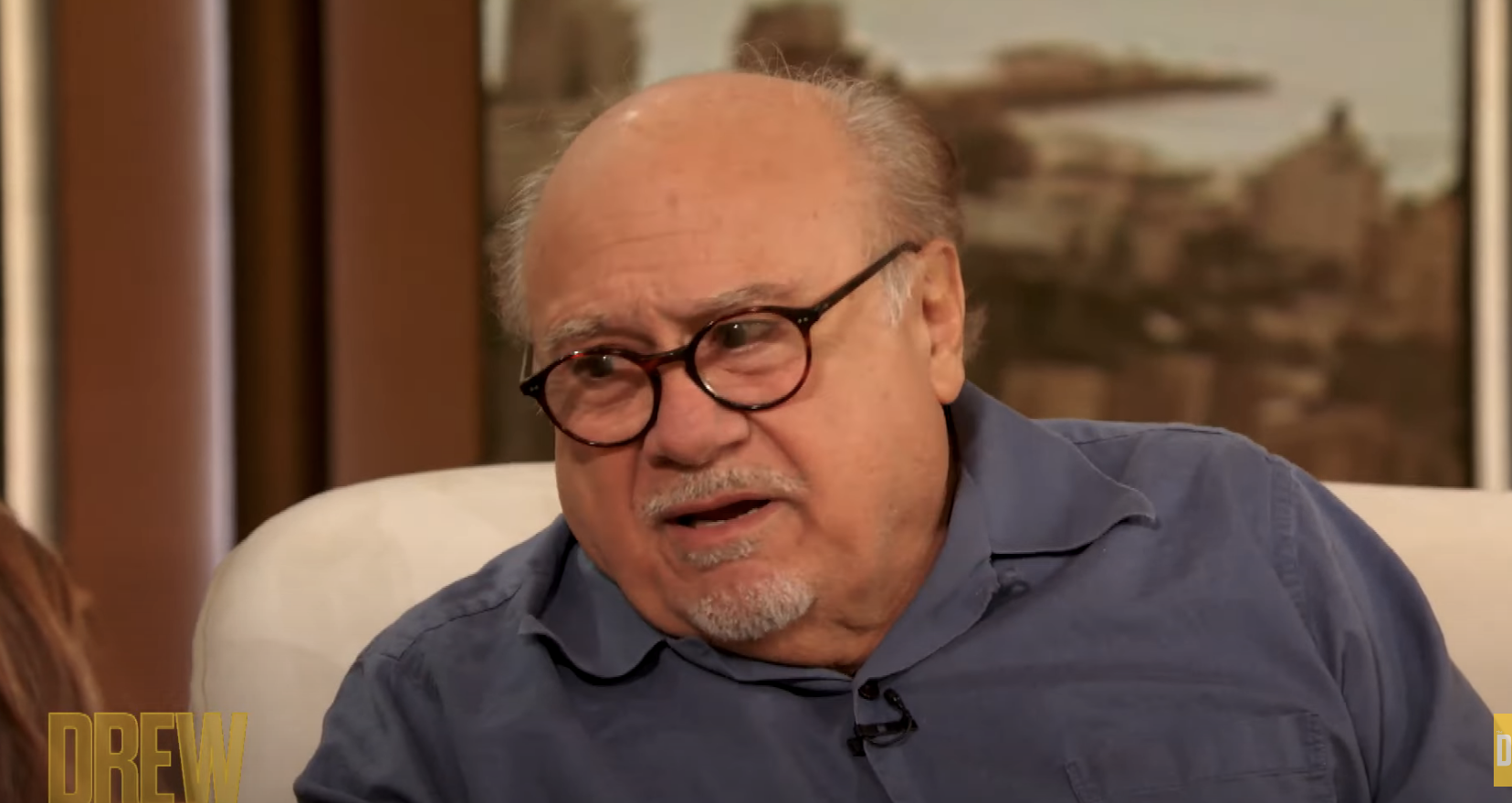Closeup of Danny DeVito on &quot;The Drew Barrymore Show&quot;