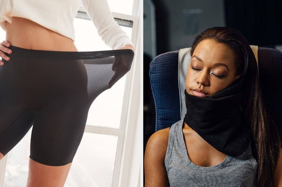 (left) cooling shorts (right) neck pillow