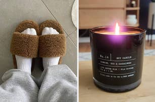 slippers and candle
