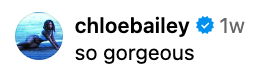 Chloe Bailey lying down in a post captioned "so gorgeous"