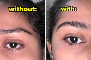 a before and after for a brow glue