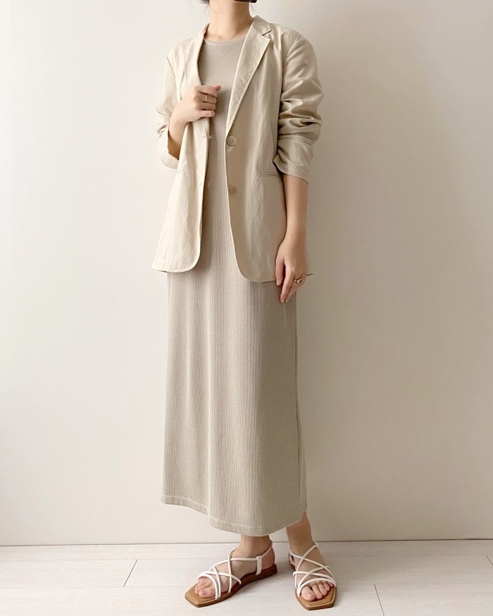 GUのおすすめファッション「ブラフィールリブアメリカンスリーブワンピース+E」