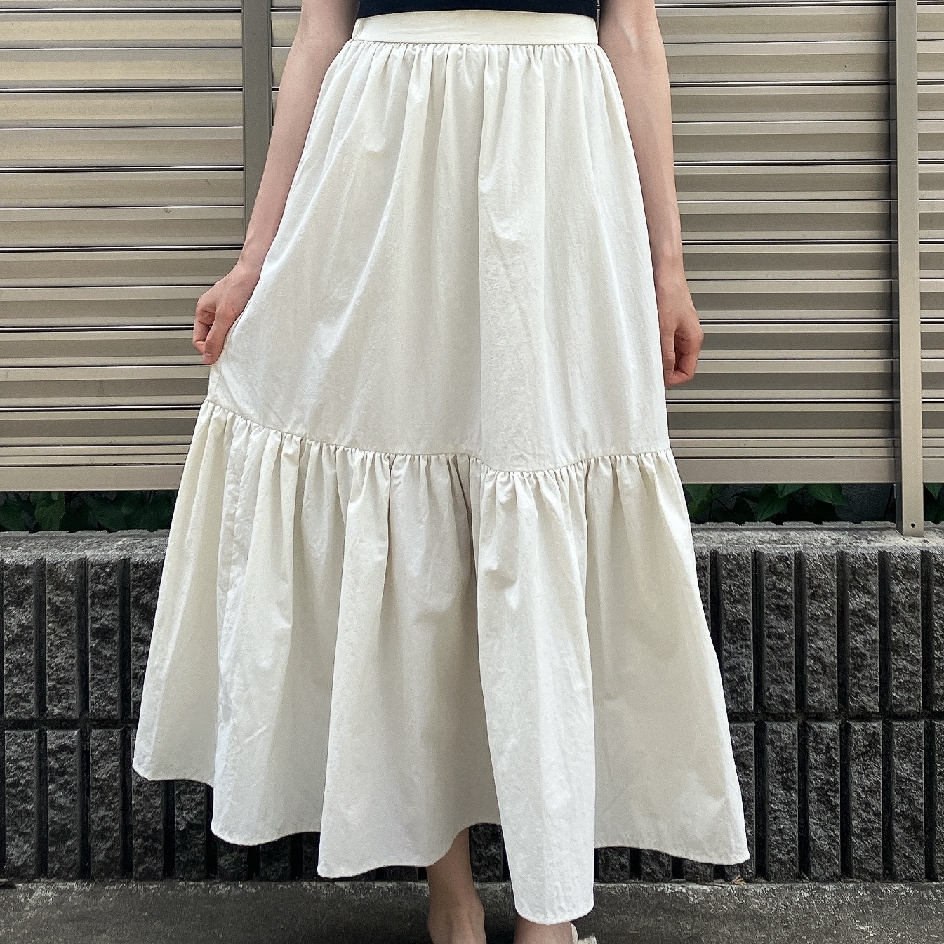 GU（ジーユー）のおすすめスカート「ティアードフレアロングスカートZ+E」