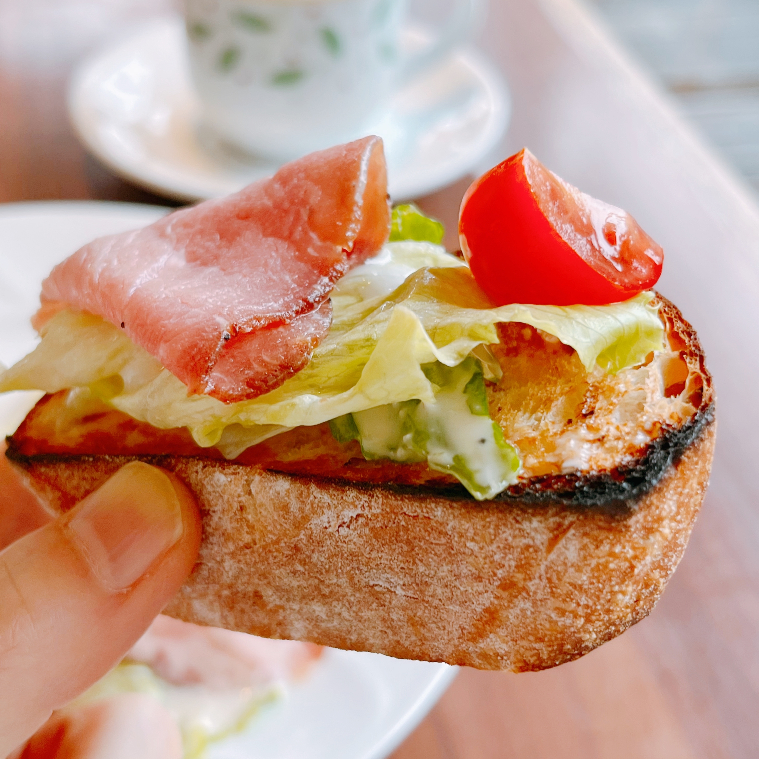 デニーズのオススメモーニング「ローストポークサラダ ライ麦パン添え ドリンクつき」