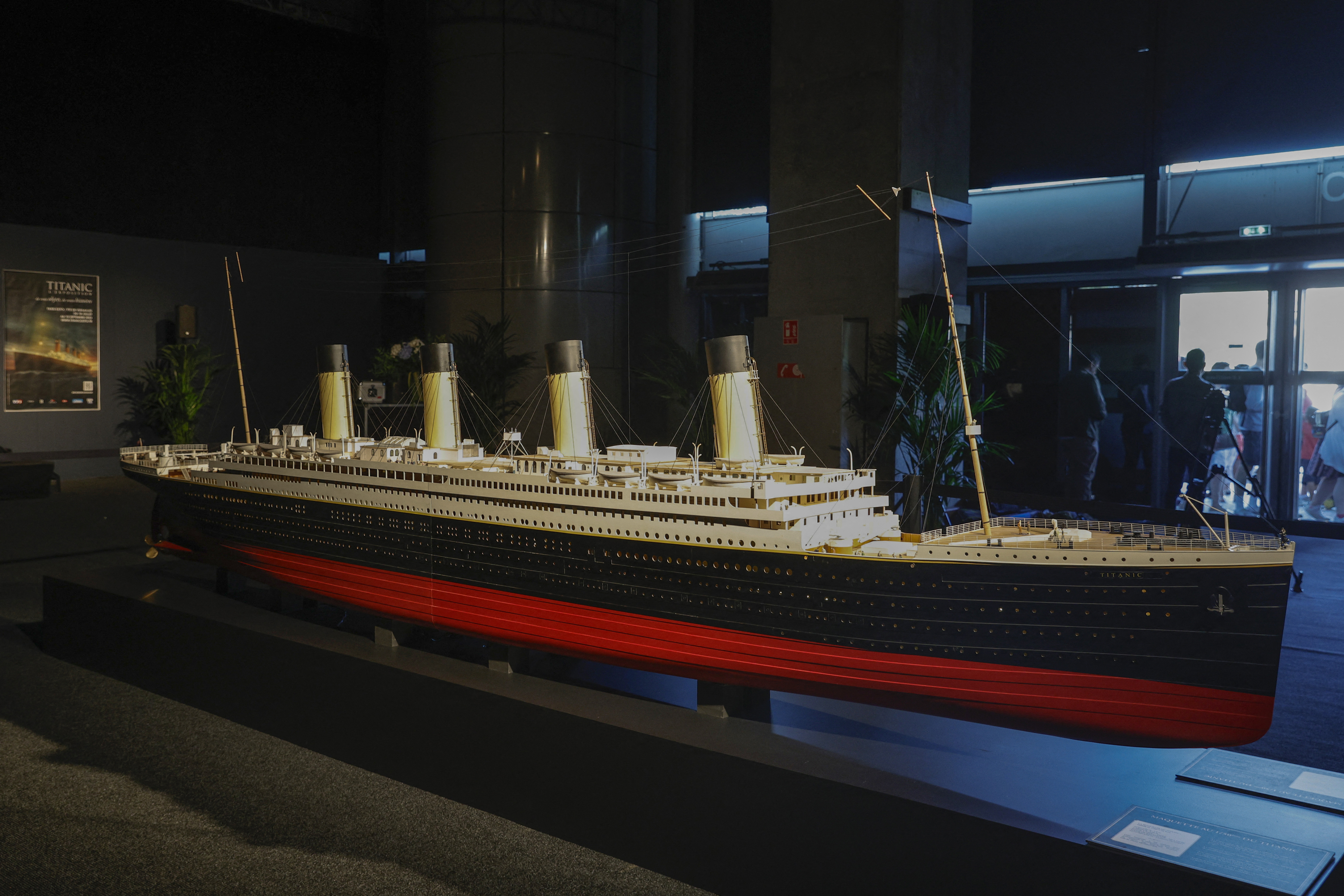 A model of the Titanic displayed in a museum exhibit