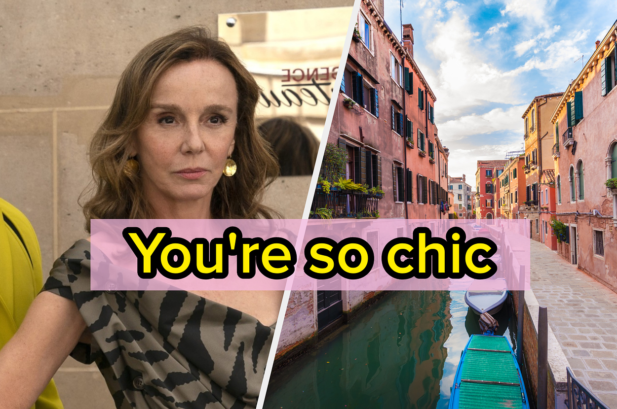 Sylvie from "Emily in Paris" and Venice canals with the words, "You're so chic."