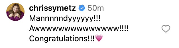Screenshot of Chrissy Metz's comment