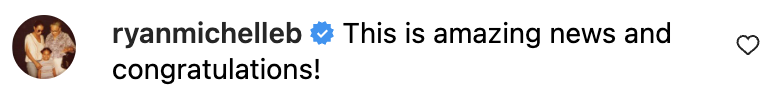 Ryan Michelle Bathé's Instagram comment