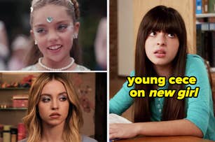 Young Cece, the character from the TV show "New Girl," is depicted in different stages of her life