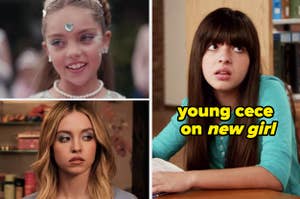 Young Cece, the character from the TV show "New Girl," is depicted in different stages of her life