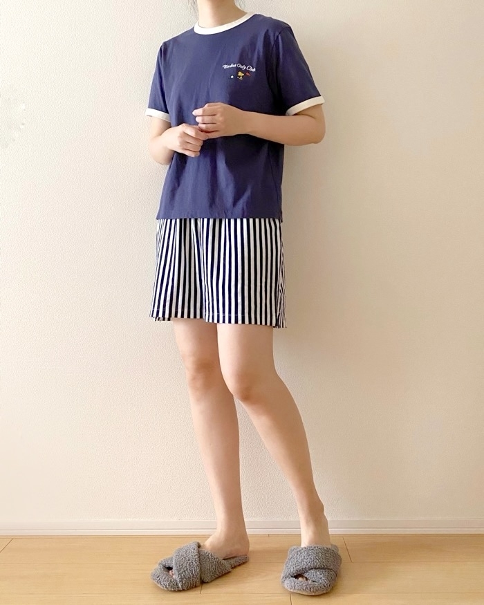 無印良品のおすすめファッションアイテム「婦人 さらっと綿 半袖ルームウエアセット」のコーディネート