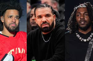 Three male musicians: first with afro hair and beard, second in a black turtleneck, third with braids and a sparkling headband