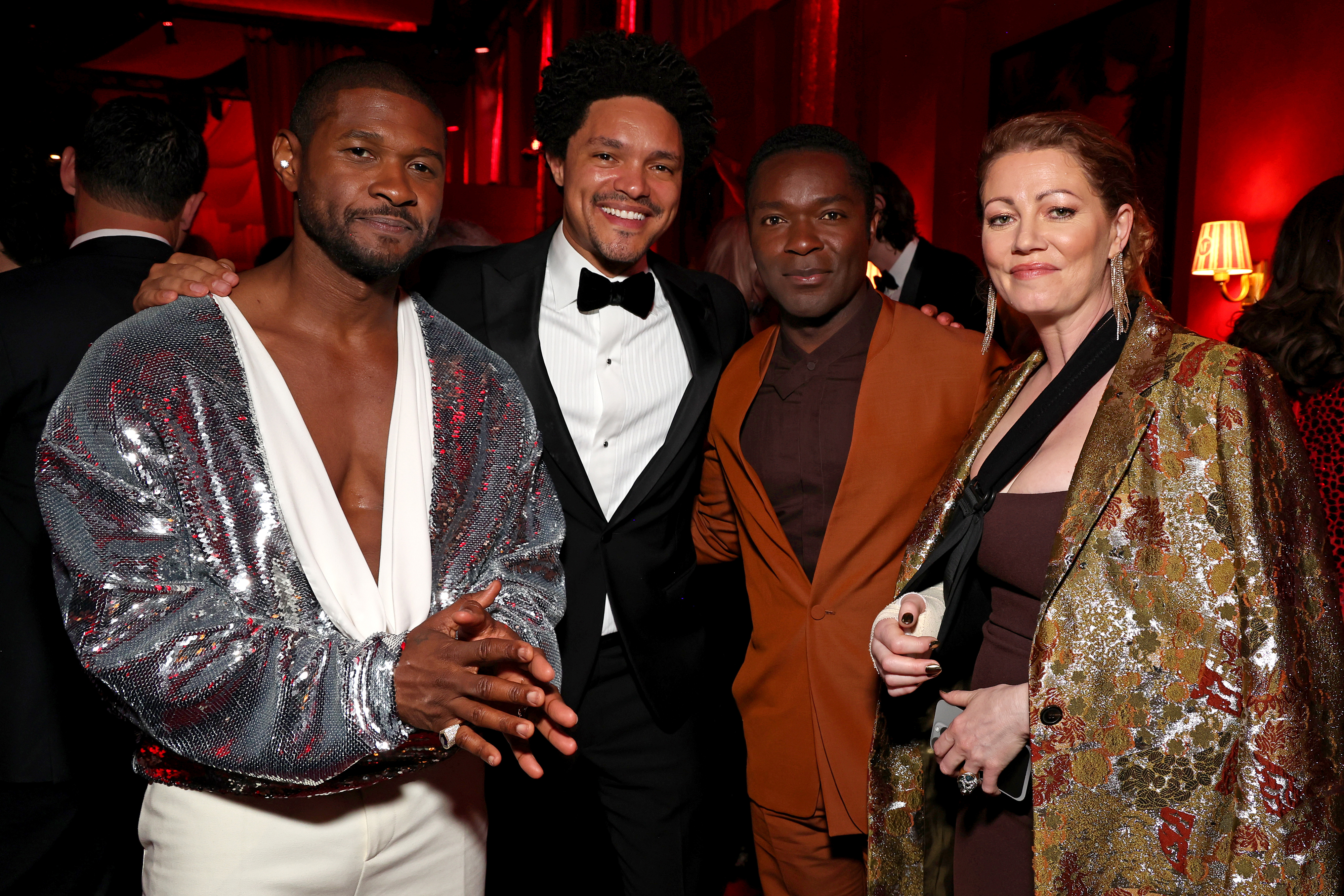 Usher, Trevor Noah, David Oyelowo, and another person at an event