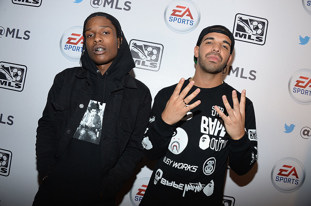 Closeup of A$AP Rocky and Drake