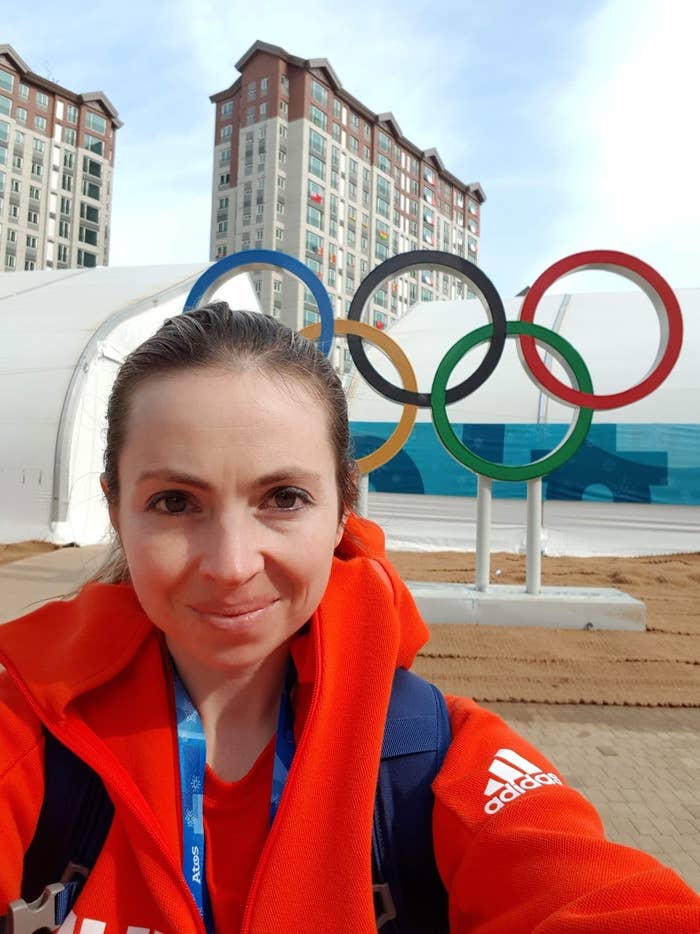 Elizabeth Swaney at PyeongChang Winter Olympic Village