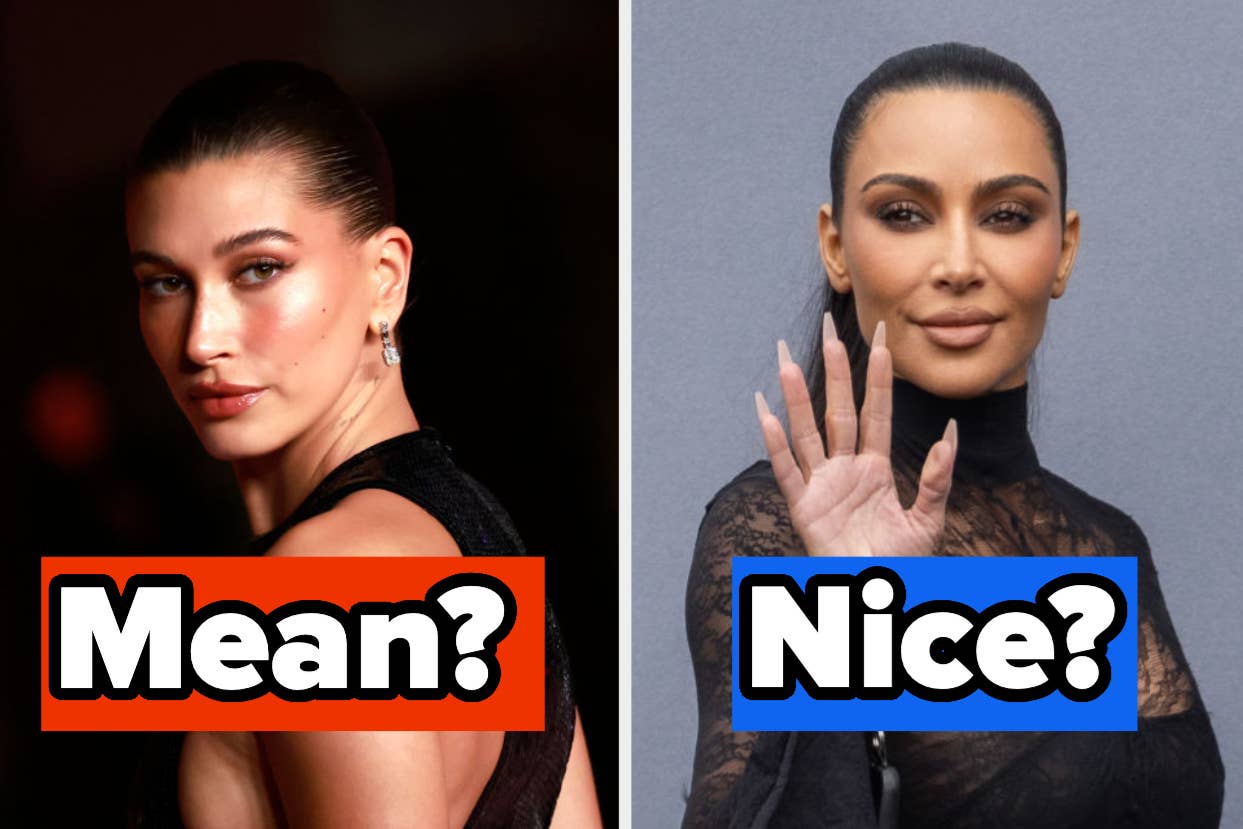 Side-by-side comparison of two women with text "Mean?" near the first and "Nice?" by the second