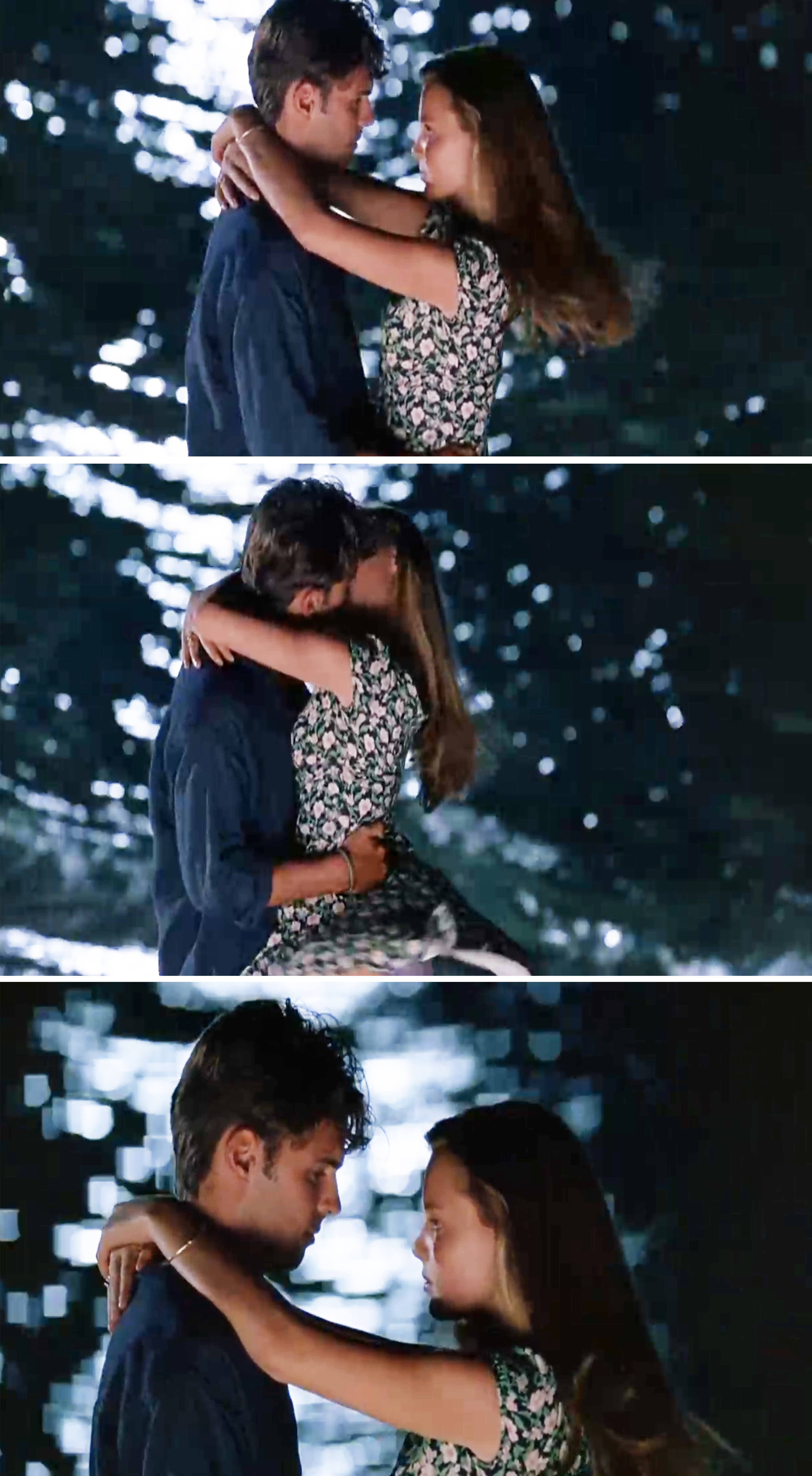 Ben and Nicole kissing in "My Father the Hero"