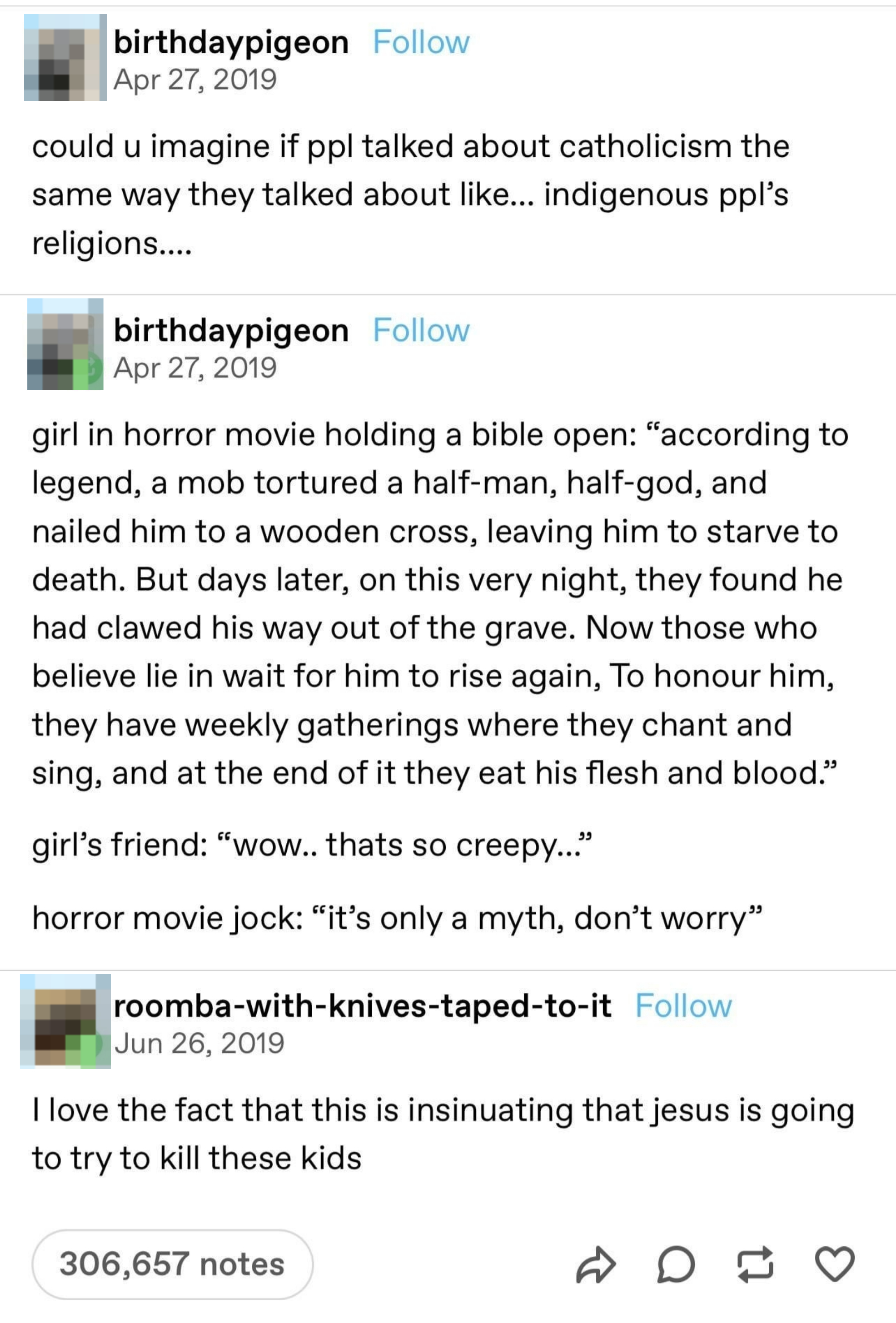 Image summary: A series of social media posts discussing a children&#x27;s movie scene with religious undertones