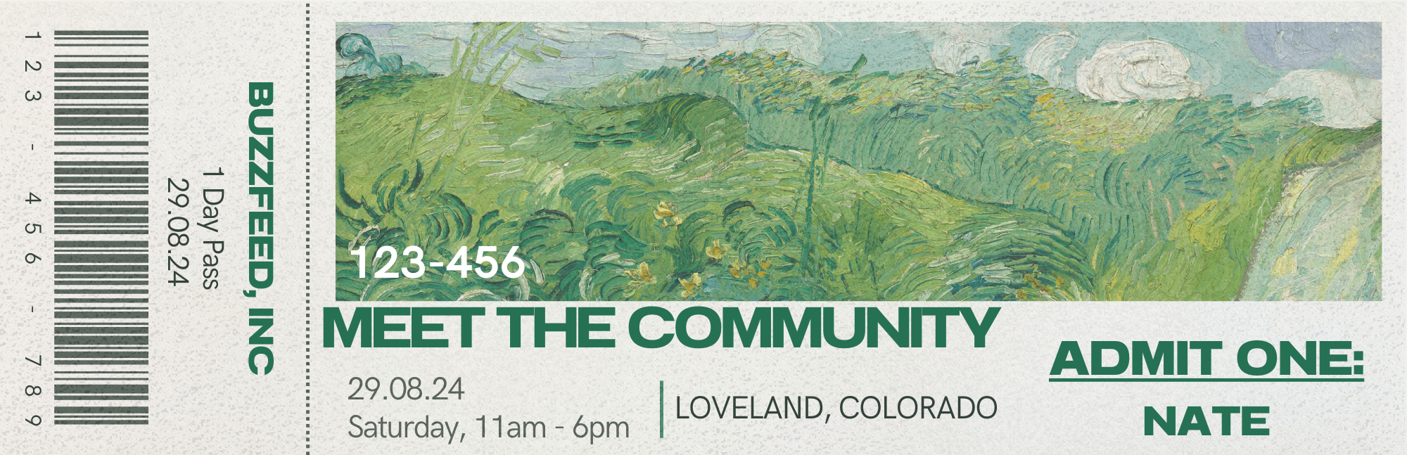 Event ticket for &#x27;MEET THE COMMUNITY&#x27; by BuzzFeed on 29.08.24 in Loveland, Colorado from 11am-6pm