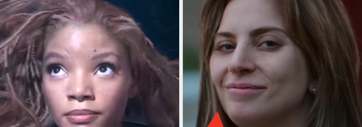 Split image: Left, woman with wind-blown hair; right, text bubble "You prefer the remake, don't you?" next to a smiling woman