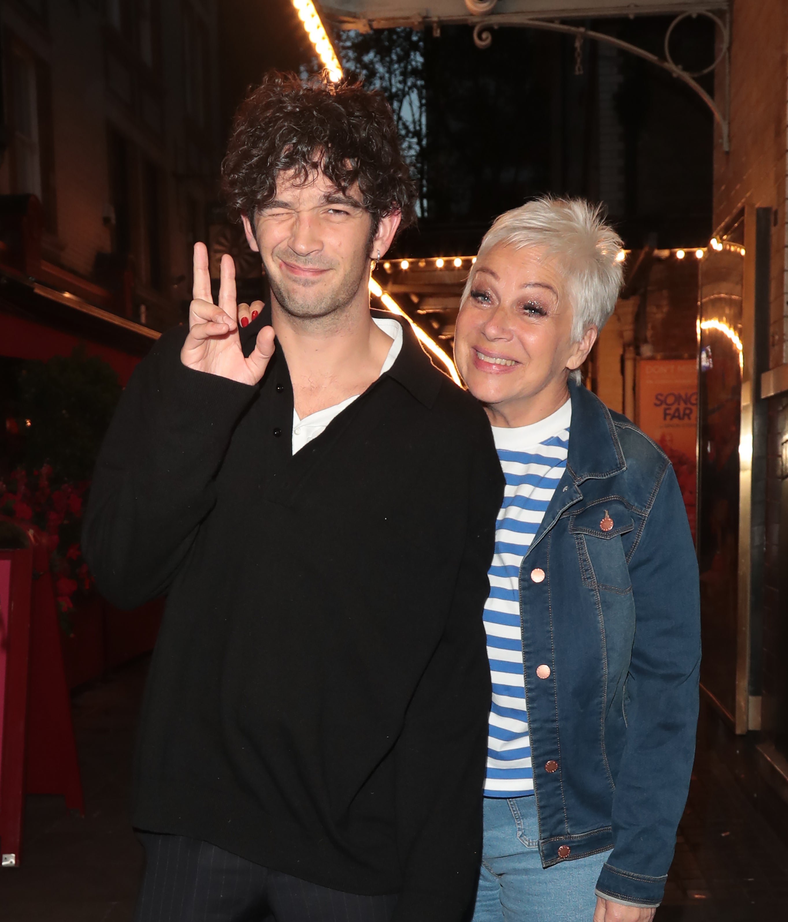 Closeup of Matty Healy and his mother, Denise Welch