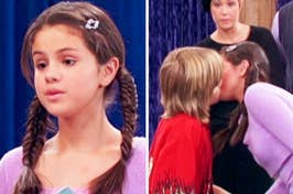 Selena Gomez kissing Dylan Sprouse in The Suite Life of Zack and Cody