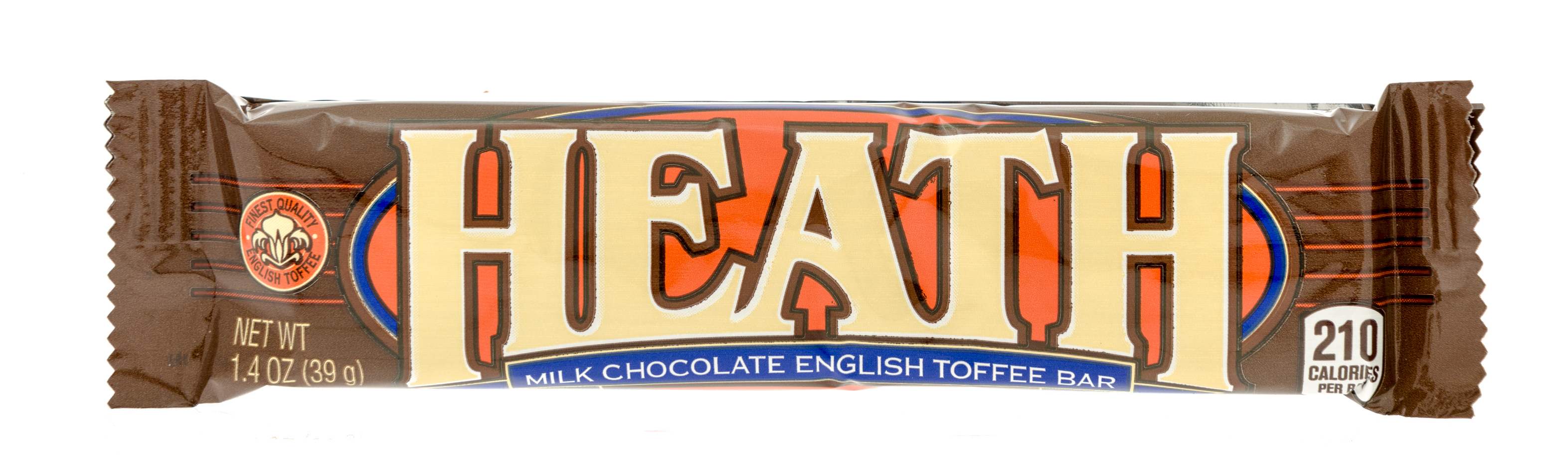 HEATH Milk Chocolate English Toffee Bar wrapper with logo and calorie information