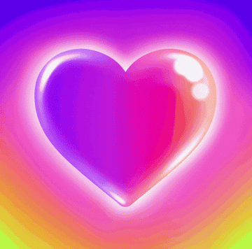 Corazón con efecto de neón mostrando transiciones suaves entre múltiples colores