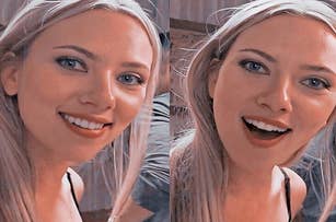 Split screen of a smiling woman with a headband, likely a social media influencer or professional