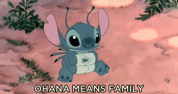 Stitch from &#x27;Lilo &amp;amp; Stitch&#x27; with the phrase &#x27;Ohana means family&#x27;