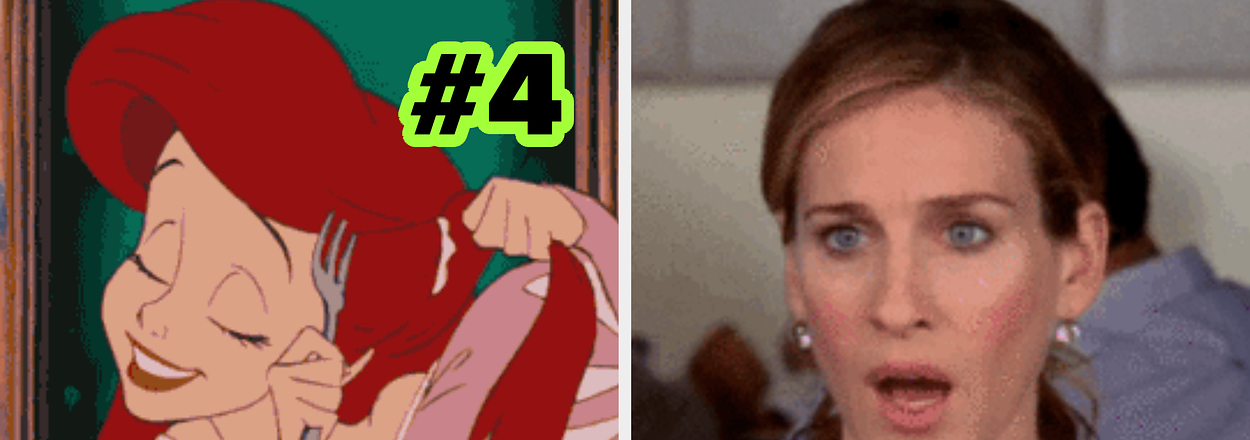 Ariel from The Little Mermaid beside a shocked woman from a TV show, both part of a "#4" ranking graphic