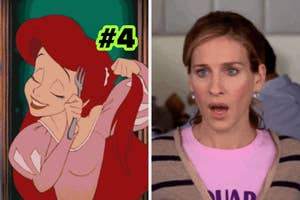 Ariel from The Little Mermaid beside a shocked woman from a TV show, both part of a "#4" ranking graphic